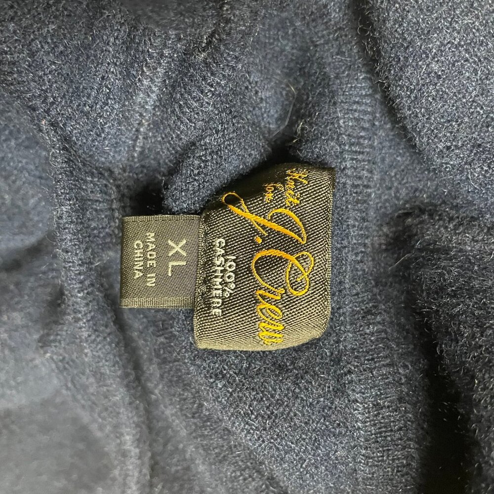 J CREW Midweight 100% Cashmere Navy Blue Hoodie Pullover Sweater Unisex - Picture 9 of 11